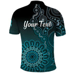 Personalised Ovarian Cancer Awareness Polo Shirt Teal Ribbon Aboriginal Art