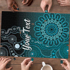 Personalised Ovarian Cancer Awareness Puzzle Teal Ribbon Aboriginal Art