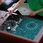 Personalised Ovarian Cancer Awareness Puzzle Teal Ribbon Aboriginal Art
