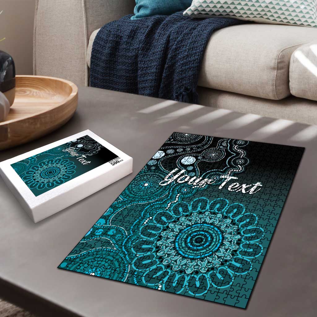 Personalised Ovarian Cancer Awareness Puzzle Teal Ribbon Aboriginal Art
