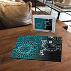 Personalised Ovarian Cancer Awareness Puzzle Teal Ribbon Aboriginal Art