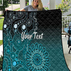 Personalised Ovarian Cancer Awareness Quilt Teal Ribbon Aboriginal Art