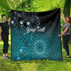 Personalised Ovarian Cancer Awareness Quilt Teal Ribbon Aboriginal Art
