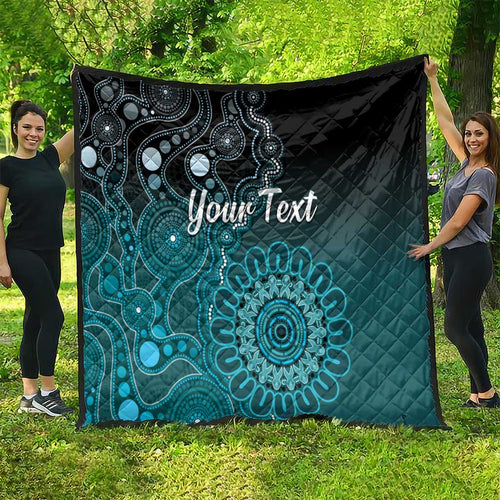 Personalised Ovarian Cancer Awareness Quilt Teal Ribbon Aboriginal Art