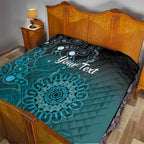 Personalised Ovarian Cancer Awareness Quilt Teal Ribbon Aboriginal Art