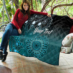 Personalised Ovarian Cancer Awareness Quilt Teal Ribbon Aboriginal Art