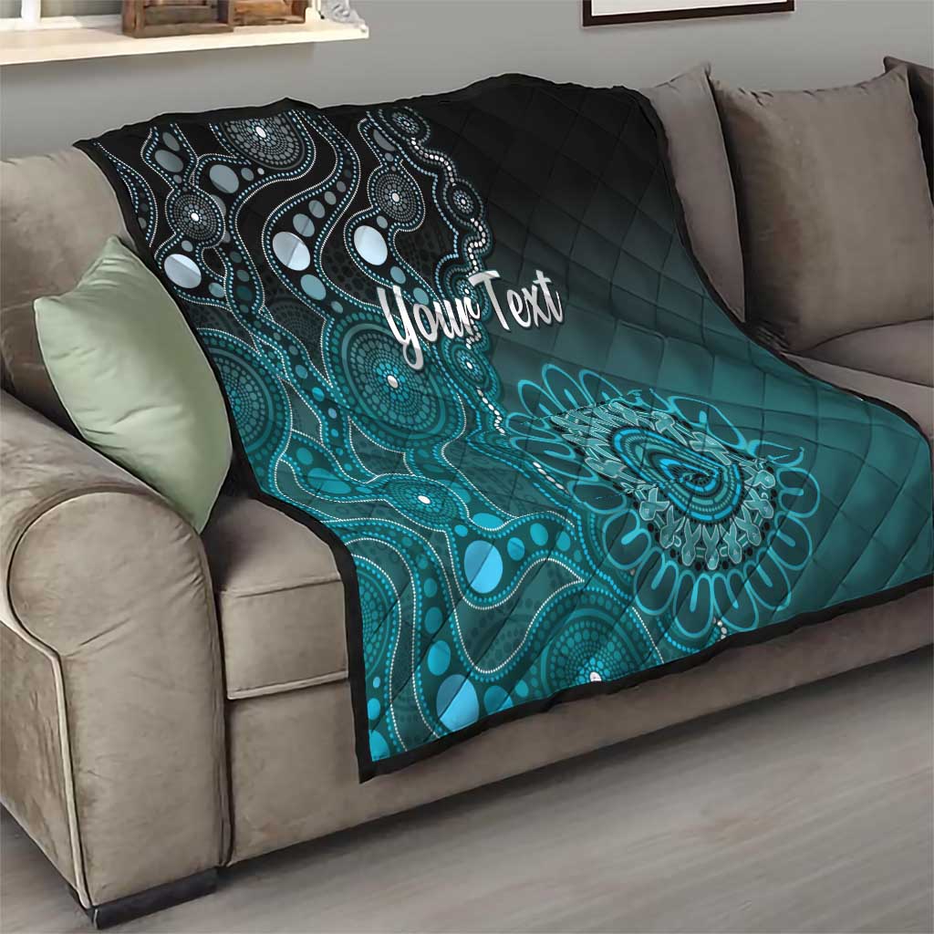 Personalised Ovarian Cancer Awareness Quilt Teal Ribbon Aboriginal Art