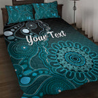Personalised Ovarian Cancer Awareness Quilt Bed Set Teal Ribbon Aboriginal Art