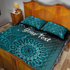 Personalised Ovarian Cancer Awareness Quilt Bed Set Teal Ribbon Aboriginal Art