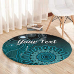 Personalised Ovarian Cancer Awareness Round Carpet Teal Ribbon Aboriginal Art