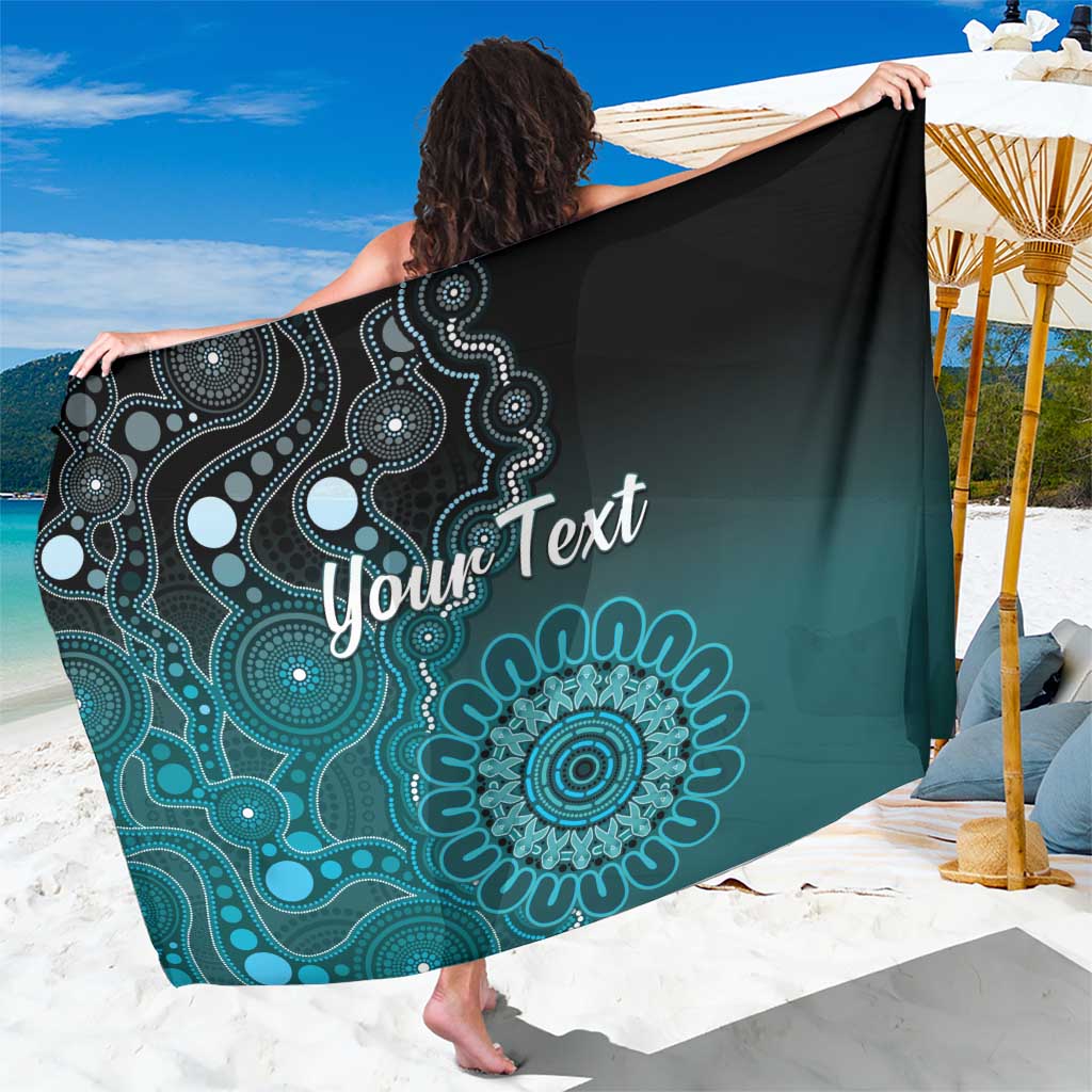 Personalised Ovarian Cancer Awareness Sarong Teal Ribbon Aboriginal Art
