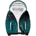 Personalised Ovarian Cancer Awareness Sherpa Hoodie Teal Ribbon Aboriginal Art