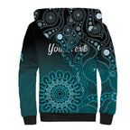 Personalised Ovarian Cancer Awareness Sherpa Hoodie Teal Ribbon Aboriginal Art