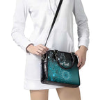 Personalised Ovarian Cancer Awareness Shoulder Handbag Teal Ribbon Aboriginal Art