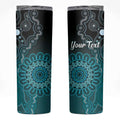Personalised Ovarian Cancer Awareness Skinny Tumbler Teal Ribbon Aboriginal Art
