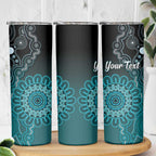 Personalised Ovarian Cancer Awareness Skinny Tumbler Teal Ribbon Aboriginal Art