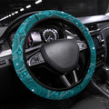Ovarian Cancer Awareness Steering Wheel Cover Teal Ribbon Aboriginal Art