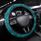 Ovarian Cancer Awareness Steering Wheel Cover Teal Ribbon Aboriginal Art