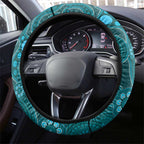Ovarian Cancer Awareness Steering Wheel Cover Teal Ribbon Aboriginal Art