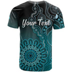 Personalised Ovarian Cancer Awareness T Shirt Teal Ribbon Aboriginal Art