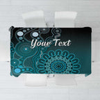Personalised Ovarian Cancer Awareness Tablecloth Teal Ribbon Aboriginal Art