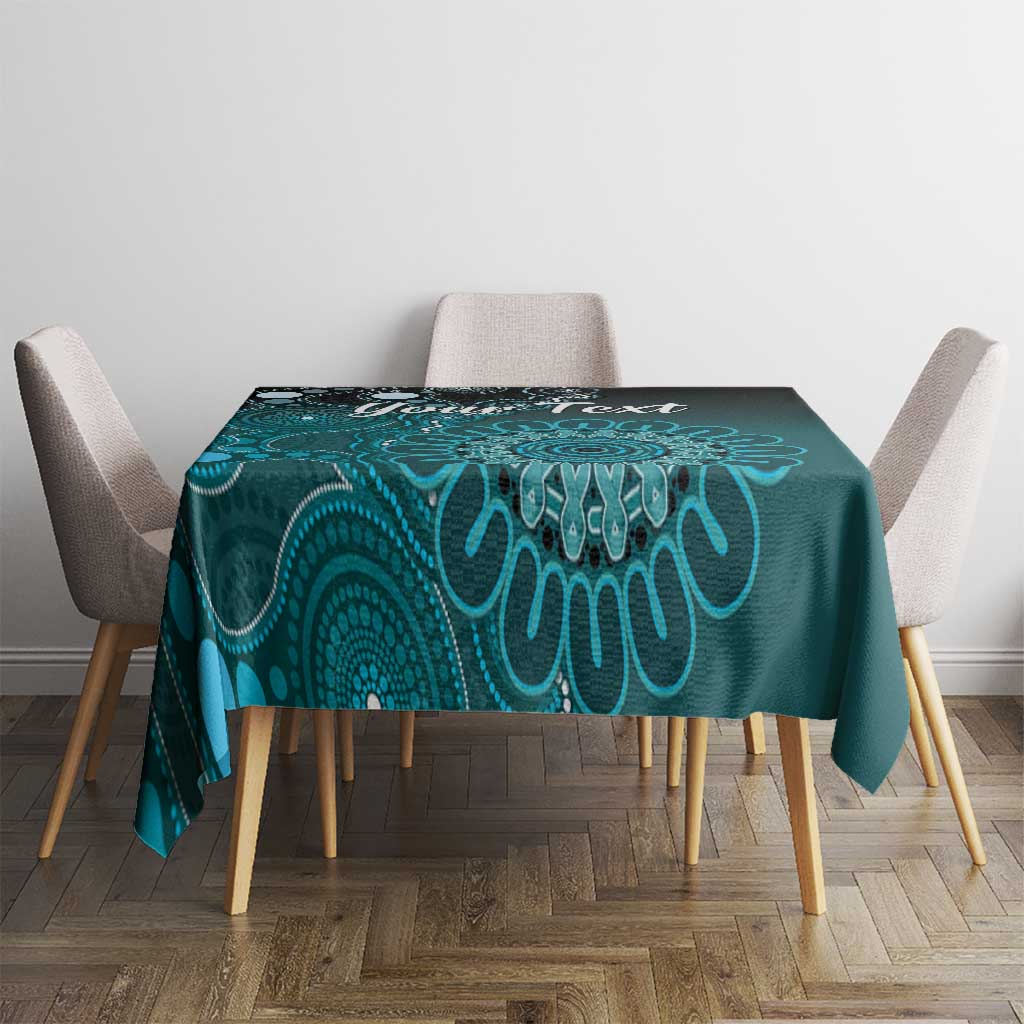 Personalised Ovarian Cancer Awareness Tablecloth Teal Ribbon Aboriginal Art