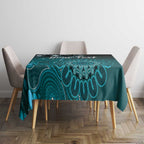 Personalised Ovarian Cancer Awareness Tablecloth Teal Ribbon Aboriginal Art