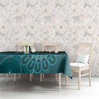 Personalised Ovarian Cancer Awareness Tablecloth Teal Ribbon Aboriginal Art