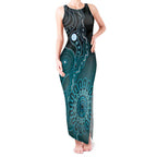Personalised Ovarian Cancer Awareness Tank Maxi Dress Teal Ribbon Aboriginal Art