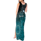 Personalised Ovarian Cancer Awareness Tank Maxi Dress Teal Ribbon Aboriginal Art