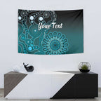 Personalised Ovarian Cancer Awareness Tapestry Teal Ribbon Aboriginal Art