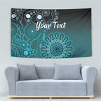Personalised Ovarian Cancer Awareness Tapestry Teal Ribbon Aboriginal Art