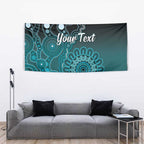 Personalised Ovarian Cancer Awareness Tapestry Teal Ribbon Aboriginal Art