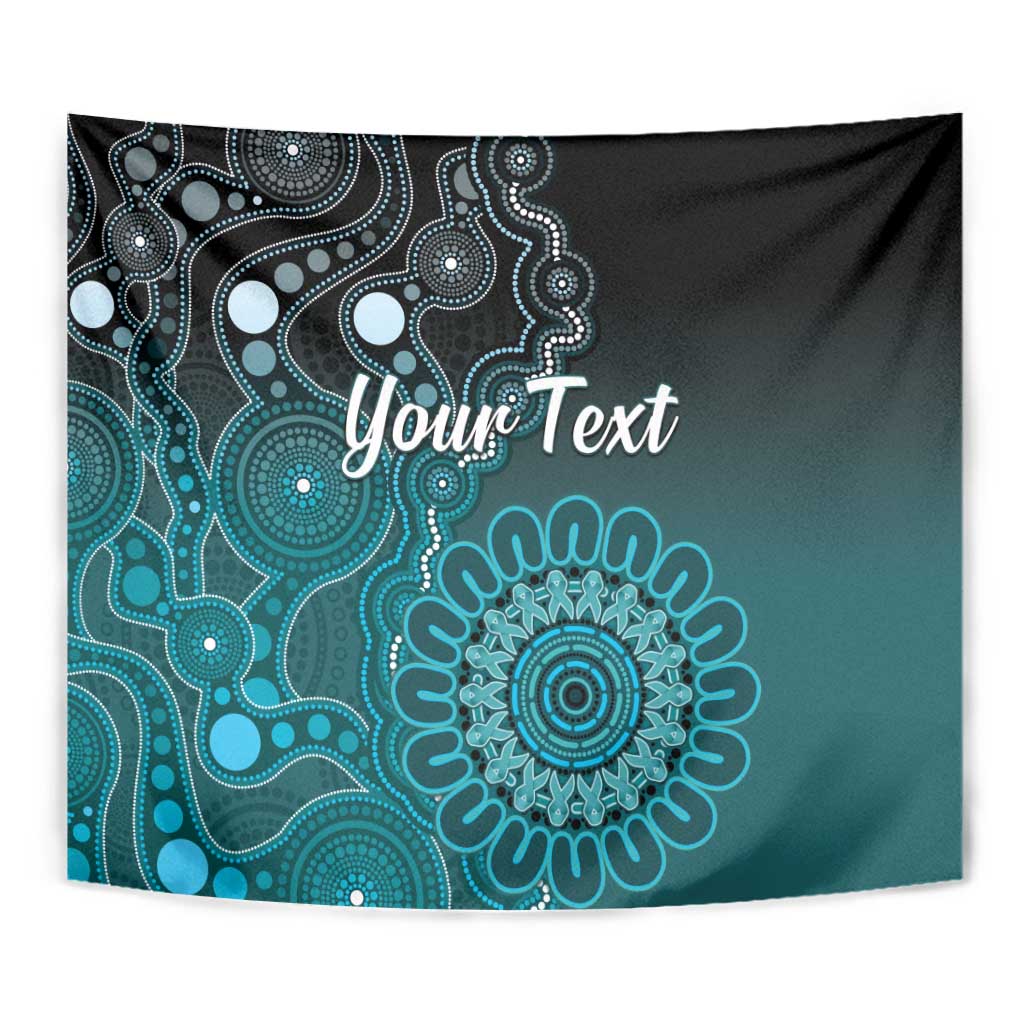 Personalised Ovarian Cancer Awareness Tapestry Teal Ribbon Aboriginal Art