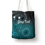 Personalised Ovarian Cancer Awareness Tote Bag Teal Ribbon Aboriginal Art