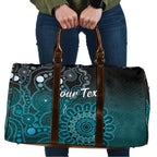 Personalised Ovarian Cancer Awareness Travel Bag Teal Ribbon Aboriginal Art