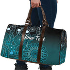 Personalised Ovarian Cancer Awareness Travel Bag Teal Ribbon Aboriginal Art