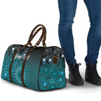 Personalised Ovarian Cancer Awareness Travel Bag Teal Ribbon Aboriginal Art
