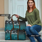 Personalised Ovarian Cancer Awareness Travel Bag Teal Ribbon Aboriginal Art
