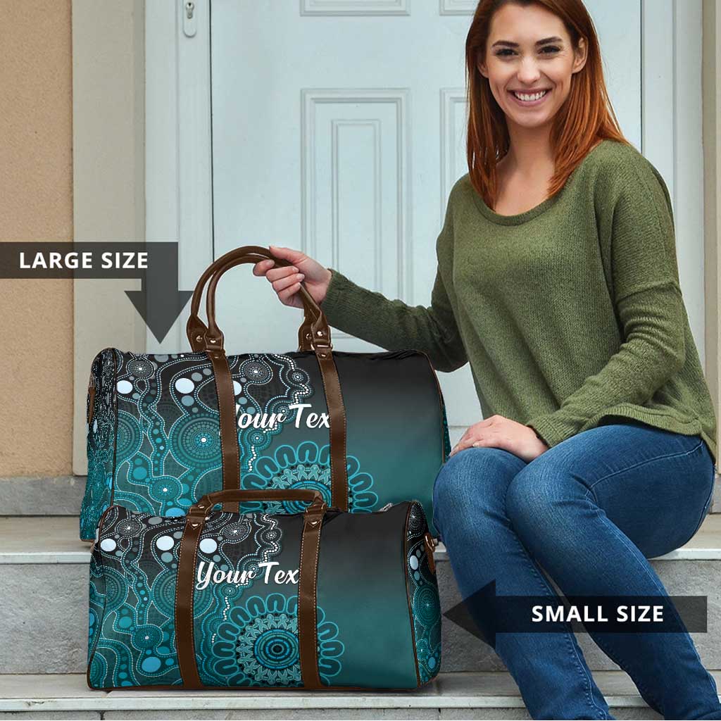 Personalised Ovarian Cancer Awareness Travel Bag Teal Ribbon Aboriginal Art