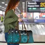 Personalised Ovarian Cancer Awareness Travel Bag Teal Ribbon Aboriginal Art