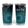 Personalised Ovarian Cancer Awareness Tumbler Cup Teal Ribbon Aboriginal Art