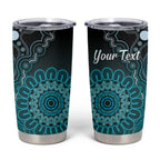 Personalised Ovarian Cancer Awareness Tumbler Cup Teal Ribbon Aboriginal Art