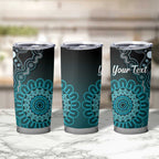 Personalised Ovarian Cancer Awareness Tumbler Cup Teal Ribbon Aboriginal Art