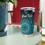 Personalised Ovarian Cancer Awareness Tumbler Cup Teal Ribbon Aboriginal Art