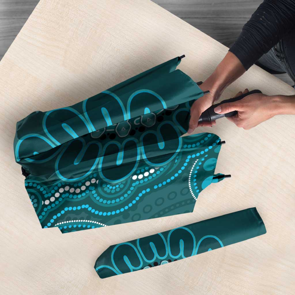 Personalised Ovarian Cancer Awareness Umbrella Teal Ribbon Aboriginal Art