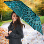 Personalised Ovarian Cancer Awareness Umbrella Teal Ribbon Aboriginal Art