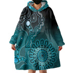 Personalised Ovarian Cancer Awareness Wearable Blanket Hoodie Teal Ribbon Aboriginal Art