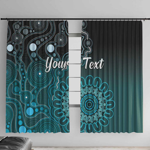 Personalised Ovarian Cancer Awareness Window Curtain Teal Ribbon Aboriginal Art