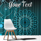Personalised Ovarian Cancer Awareness Window Curtain Teal Ribbon Aboriginal Art